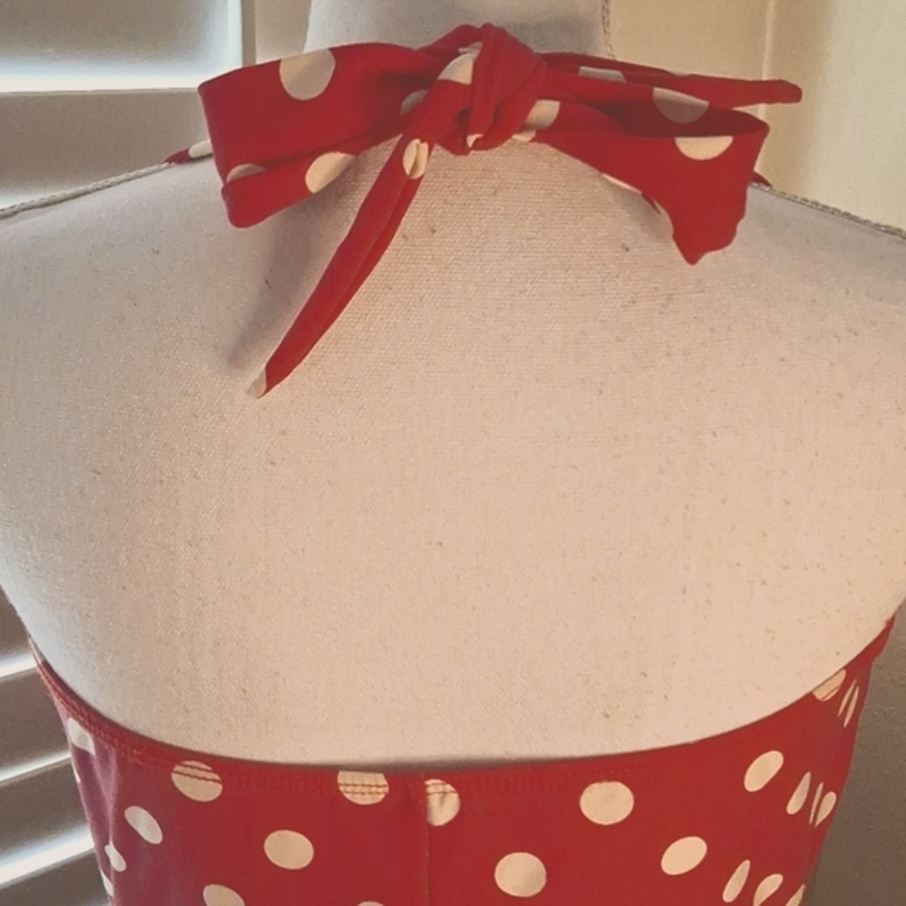 🏊👙Esther Williams Vintage Red Polka Dot  Rusched Front Drape Swimsuit Size 16 - Picture 4 of 9